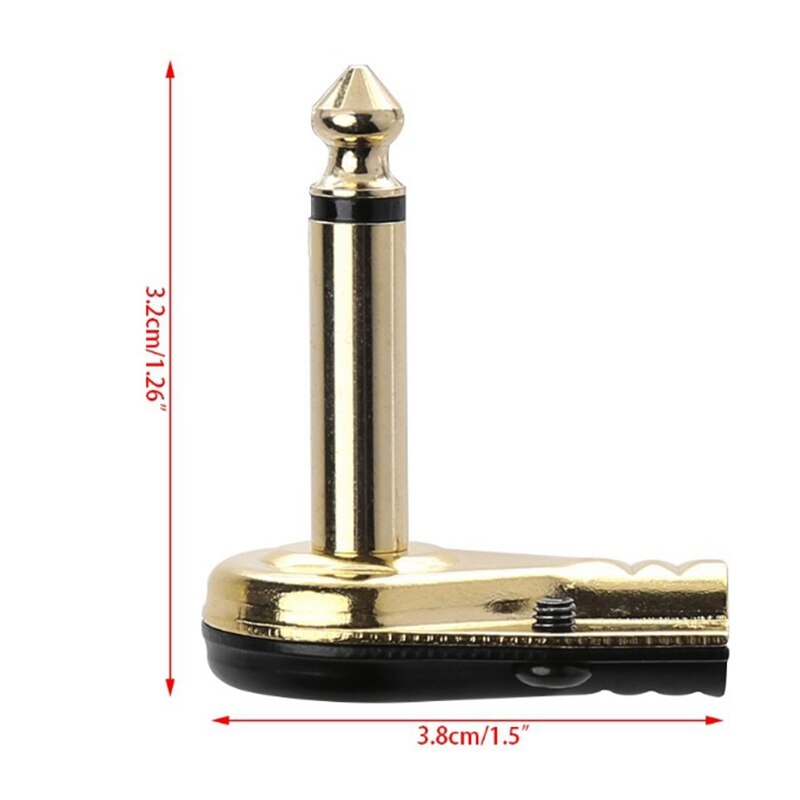 -6.35mm Right Angle Mono Electric Guitar Plug 90 Degree Elbow Sophomore Core o Microphone Amplifier Connector(5PCS)