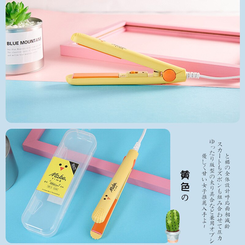 Mini fer à lisser électrique en céramique avec prise européenne,bigoudi, outils de mise en plis avec papillote, ,: MakeTime-YL