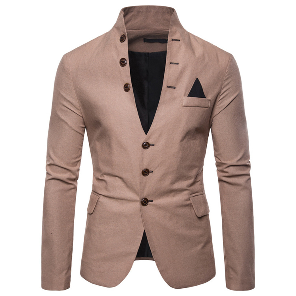 slim fit men suit jacket mens suit casual blazer stand collar party costume homme solid men blazer jacket d91004