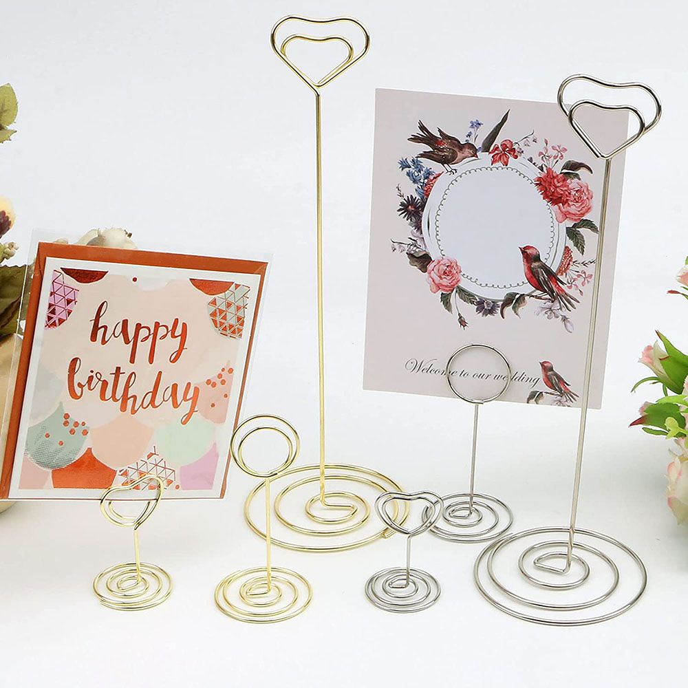 Metalen Kaarthouder Bruiloft Feest Desktop Decoratie Plaats Kaarthouder Hartvorm Fotoclip Tafel Nummer Standhouder