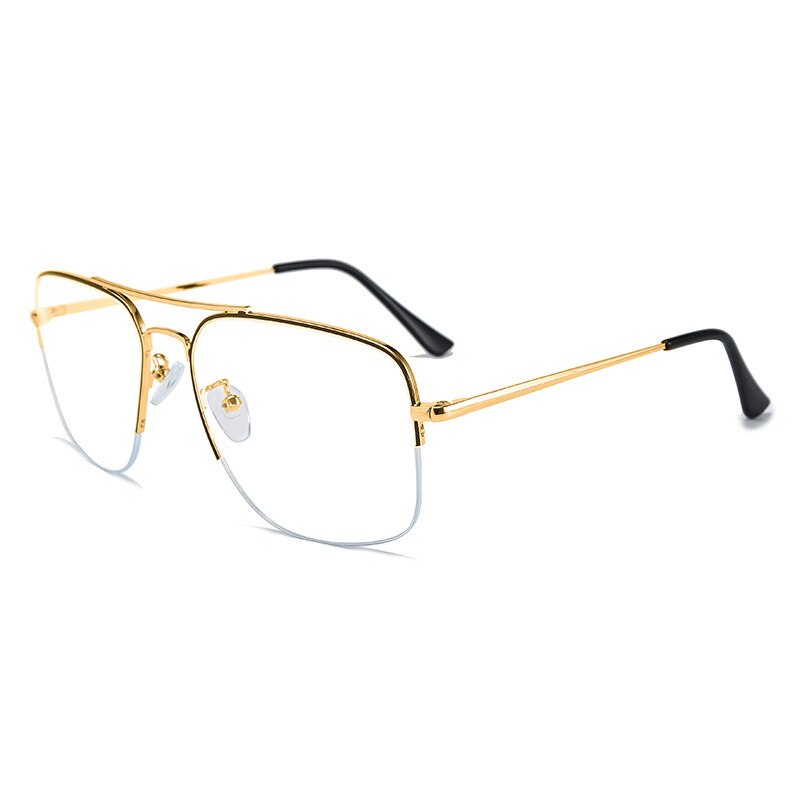 Elbru Plain Glasses Anti-blue Light Glasses Large Comfortable Frame Clear Lens SpectacleS For Men And Women: Black Gold