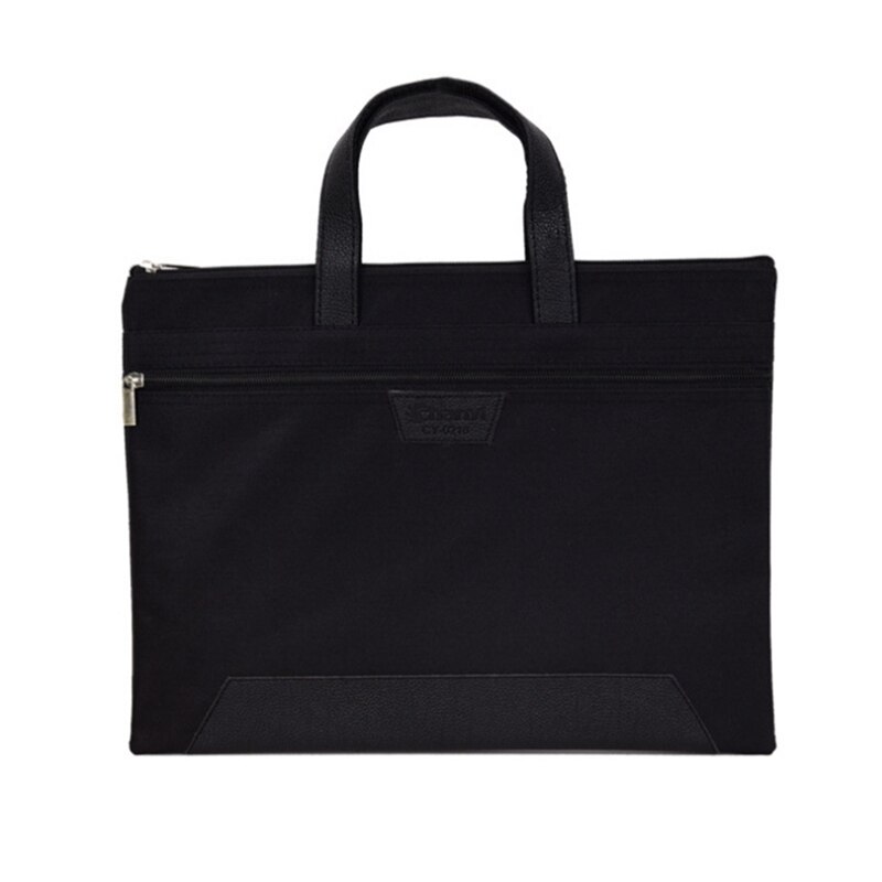 Folder Document Bag Man Laptop Handbags Portable File Bag Business Briefcase Organizer Notebook Handbags Solid Color: Black