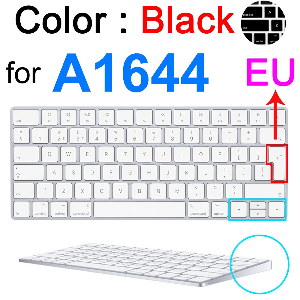 Keyboard Cover Voor Imac Draadloze Bluetooth Magic Voor Apple A1644 A1314 A1843 A1243 G6 Numeriek Toetsenbord Clear Eu Ons Protector huid: Black for A1644 EU