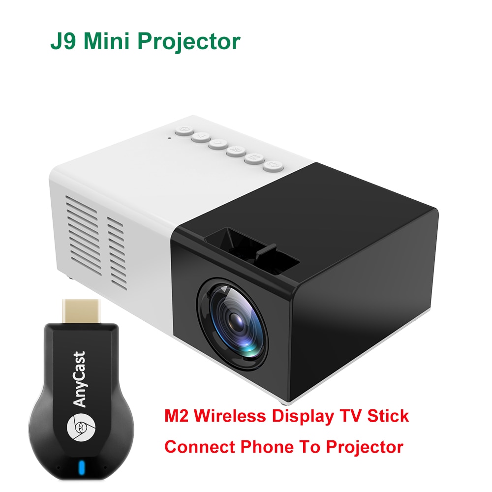 J9 Mini Projector Ondersteuning 1080P Video Met M2 Mirascreen Draadloze Screen Mirroring Display TV Stick Home Theater Proyector