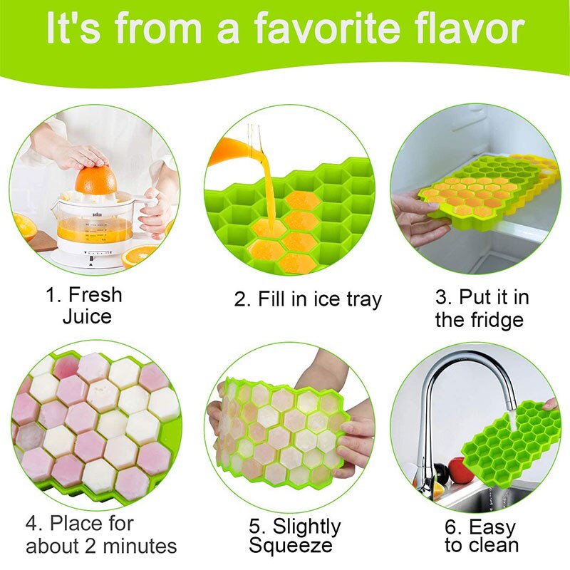 Cavity Ice Cube Tray Honeycomb Ice Cube Mold Food Grade Flexible Silicone Ice Molds for Whiskey Cocktail/