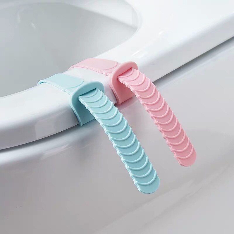 1/2 stk. husholdnings toiletafdækning silikone toiletafdækning justerbar squat toiletafdækning toilethåndtag badeværelsesforsyninger accesorios: 2 stk blå og lyserød