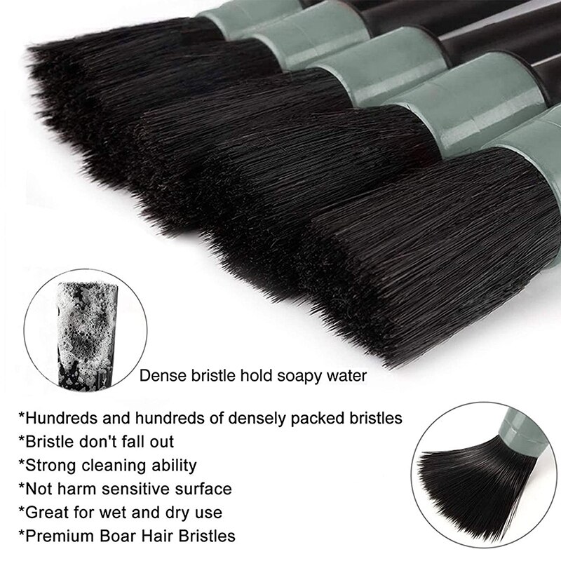 9Pcs Auto Car Detailing Brush Set Car Interior Cleaning Kit Includes 5 Detail Brushes,3 Wire Brush, 1 Car Duster Brush