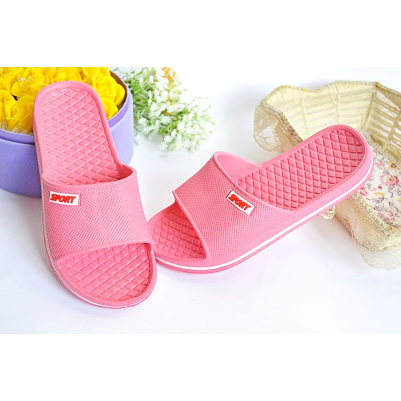 EVA Household Slippers Men's Indoor Flip Flops Lovers' Anti Slip Thick Bottom Slippers Summer Women Home Flat Shoes WSL1000: Light Red / 36