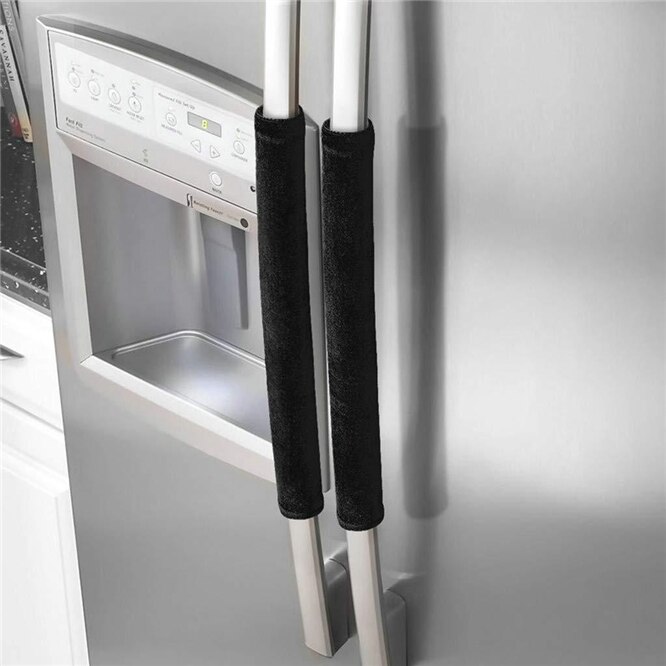 Hoogwaardige 2 stuks keukenapparaat handgreep afdekking decor vlekken deur koelkast koelkast oven slipweerstand 40*12cm: Zwart