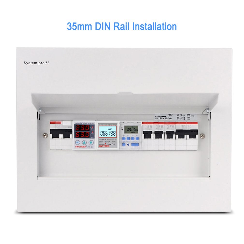 Single Phase Two Wire LCD Digital Display Wattmeter Power Consumption Energy Electric Meter kWh AC 230V 50Hz Electric Din Rail