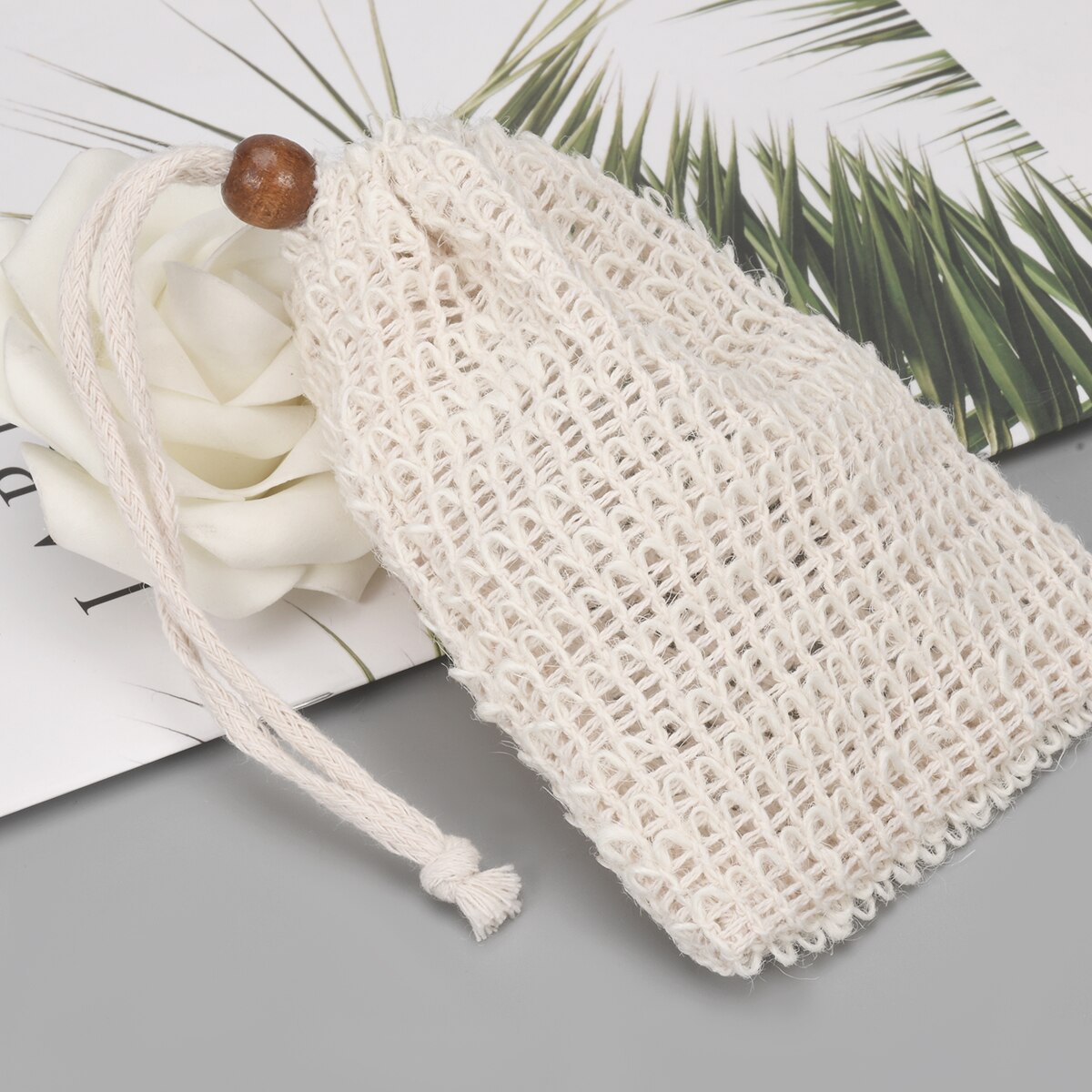 Sisal Soap Bags Soap Box Soap Bag Sack Holder Mesh Exfoliating With Drawstring For Bathing Washing Hands Bathroom Supplies