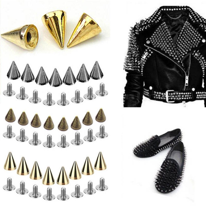 100einstellen DIY Versetzt Punk Niet Feste Konische Legierung Schraube Basis Befestigt Bolzen Kugel Spitze F/Leder Handwerk Tasche Kleidungsstück Kleidung Schuh