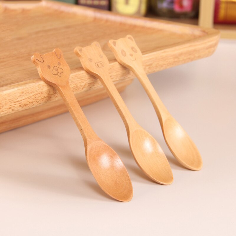 1 Uds. Mini cuchara de condimento de madera Natural para café té pequeño azúcar sal cubiertos cucharas de madera herramientas de cocina suministros de cocina
