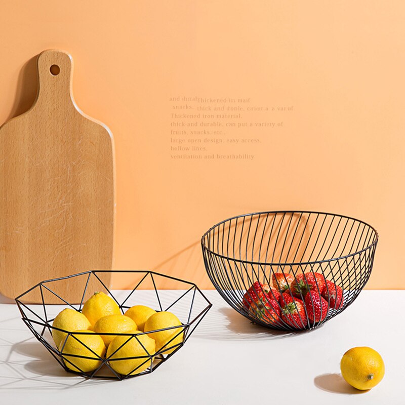 Cocina cesta contenedor tazón cesta de alambre de Metal soporte con ranuras para cocina fruta Almacenamiento de vegetales de bandeja de aperitivos de Bol para almacenar