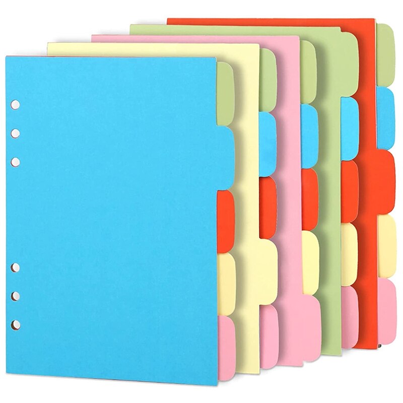 10 Sets A6 Subject Dividers Paper Sheet, Punched File Card Dividers,Tabbed Index Divider for Notebook Insert Planner: Default Title
