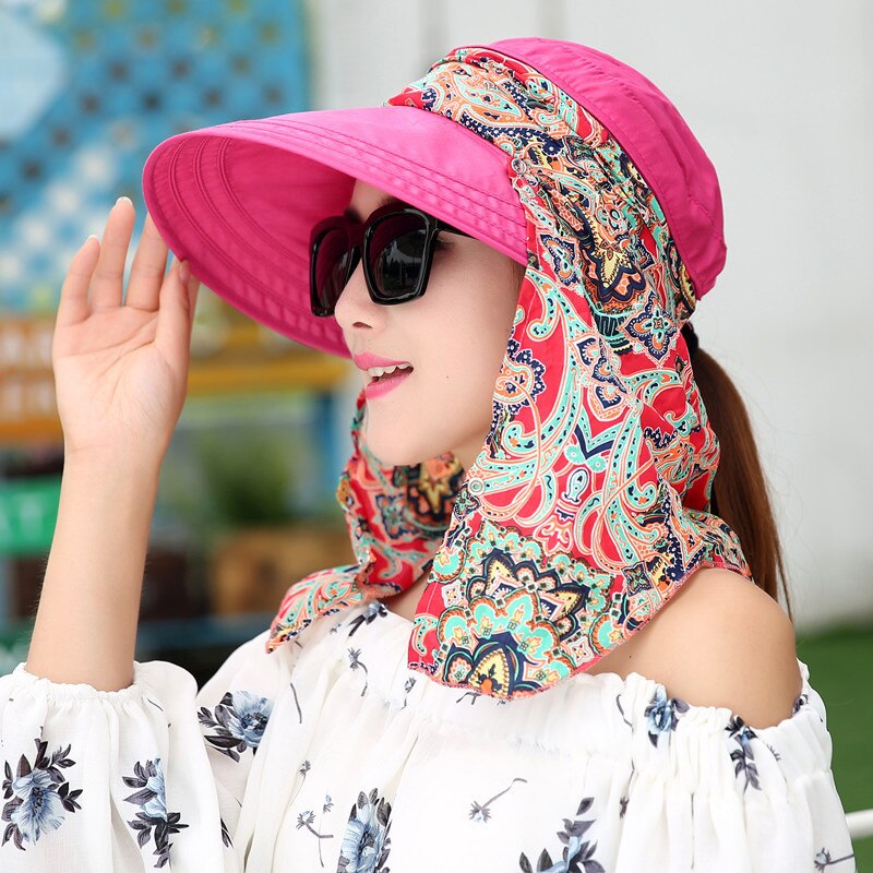 Gorra para mujer, sombrero para el sol, protección UV, de verano, flor personalizada con chal, sombrero plegable de borde grande, sombrero de sol de playa para mujer: Navy blue