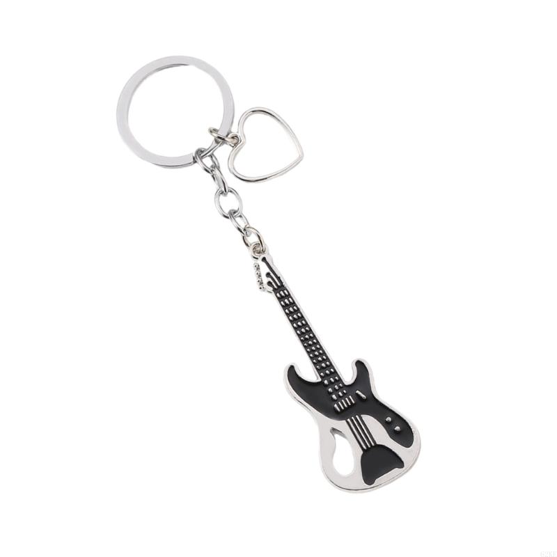 62ke Hingestones Keychain guitare Keychain Sophistiqué Metal Keyring Handmade Key Chain Pender pour les guitaristes les
