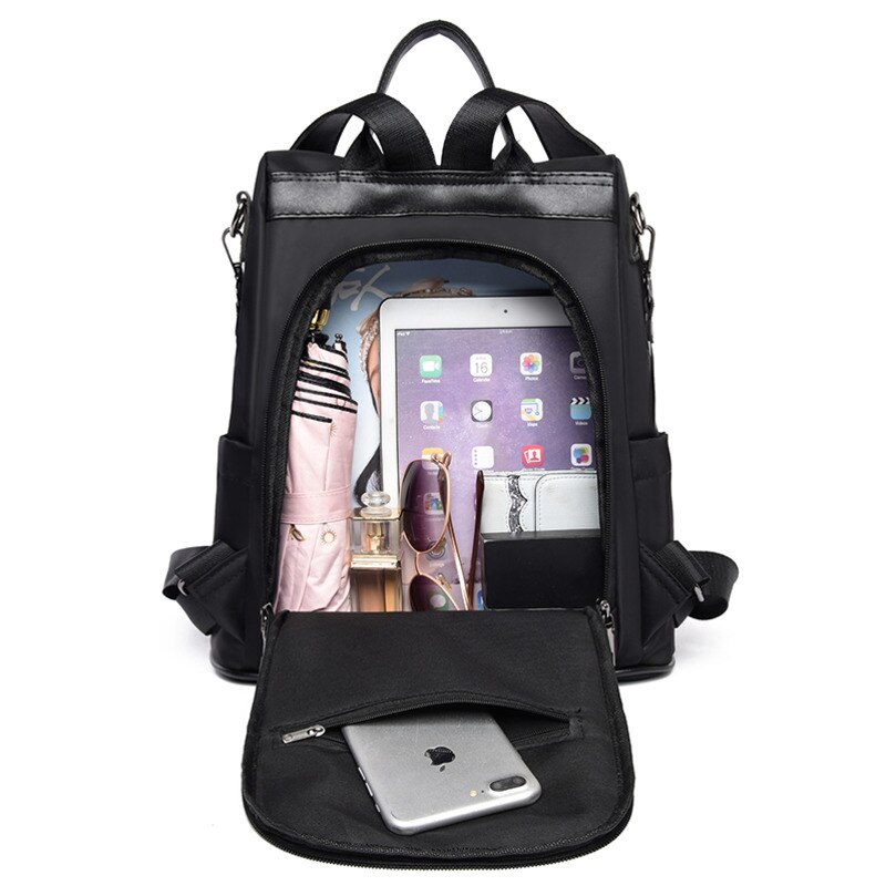 Backpack Waterproof Anti-theft Oxford Cloth Simple College Wind Bag Youth Girl Backpack Hair Ball Pendant