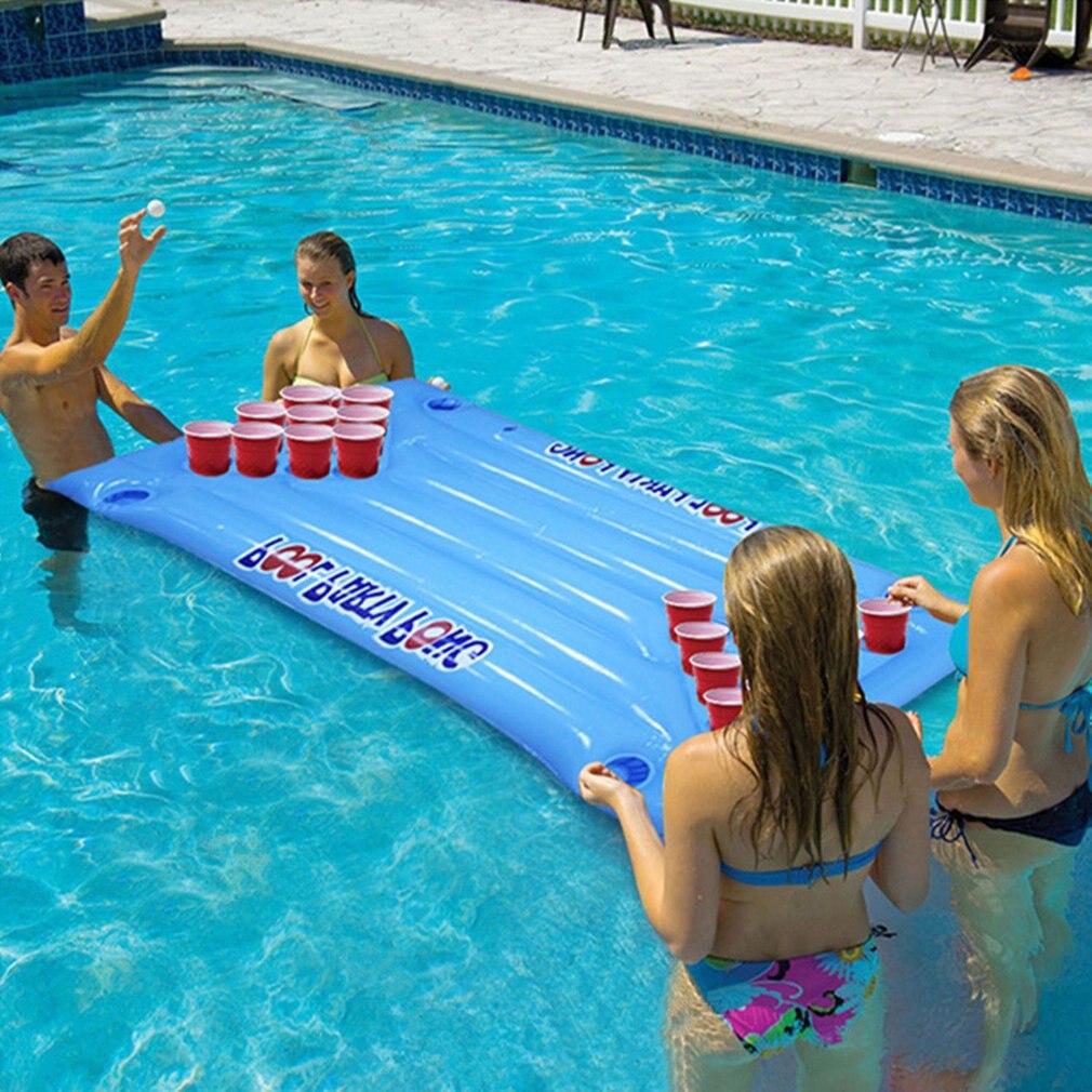 Gonflable bière Pong flotte Table piscine radeau salon PVC flottant radeau avec 24 porte-gobelets pour piscine partie jeu eau jouet