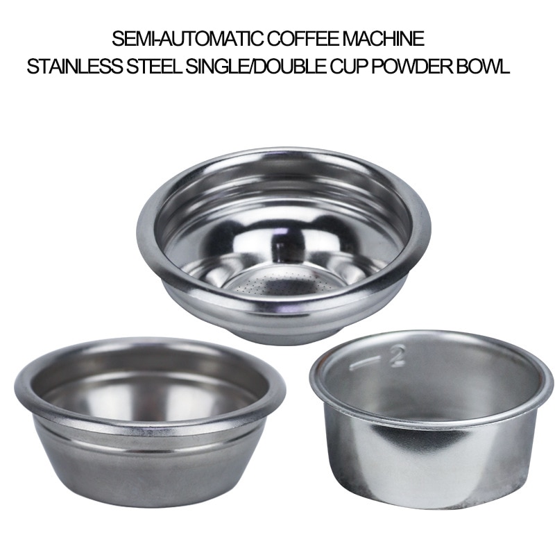 Semi-Automatic Coffee Machine Stainless Steel Single And Double Serving Powder Cup Brewing Head Filter Bottomless Handle Filter