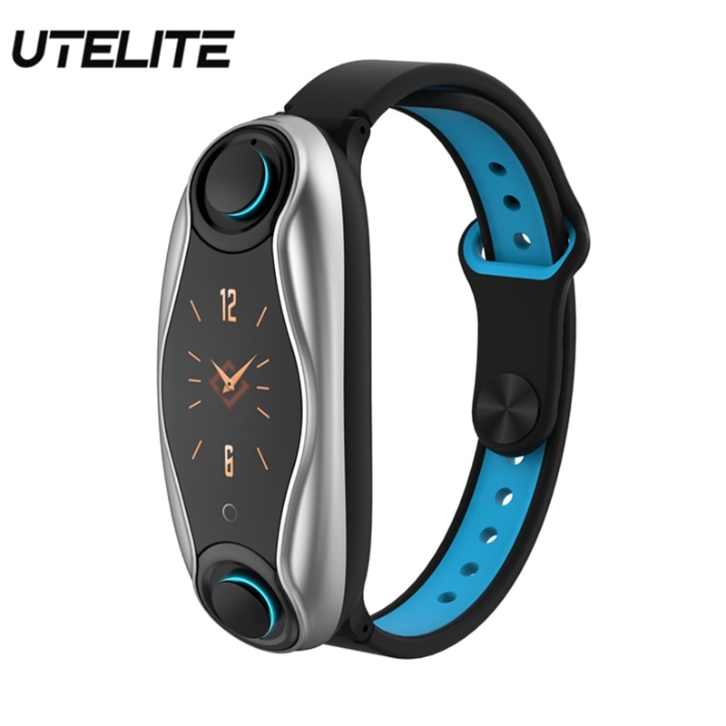 UTELITE T90 Fitness Armband Bluetooth 5,0 mit Drahtlose Kopfhörer IP67 Wasserdichte Sport Smart Uhr für Android IOS Telefon