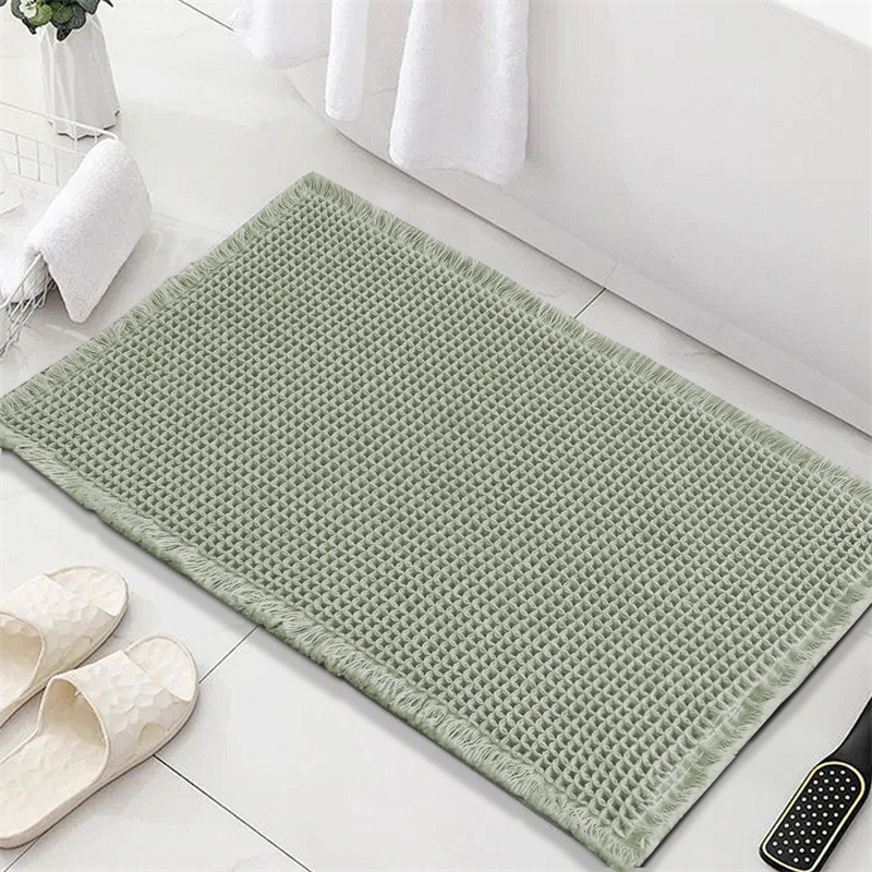 Alfombra de baño pequeña a cuadros de Color sólido, alfombras de baño absorbentes de agua, alfombra de suelo de bañera súper suave antideslizante para dormitorio y cocina, 1 ud.: green / 400 mm x 1.000 mm
