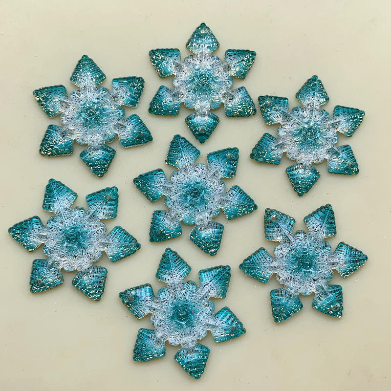 30mm sneeuwvlok Acryl Kristal, Flat Terug Cabochon Kralen Voor DIY Ambachten Christmas Party 10 pcs-B535