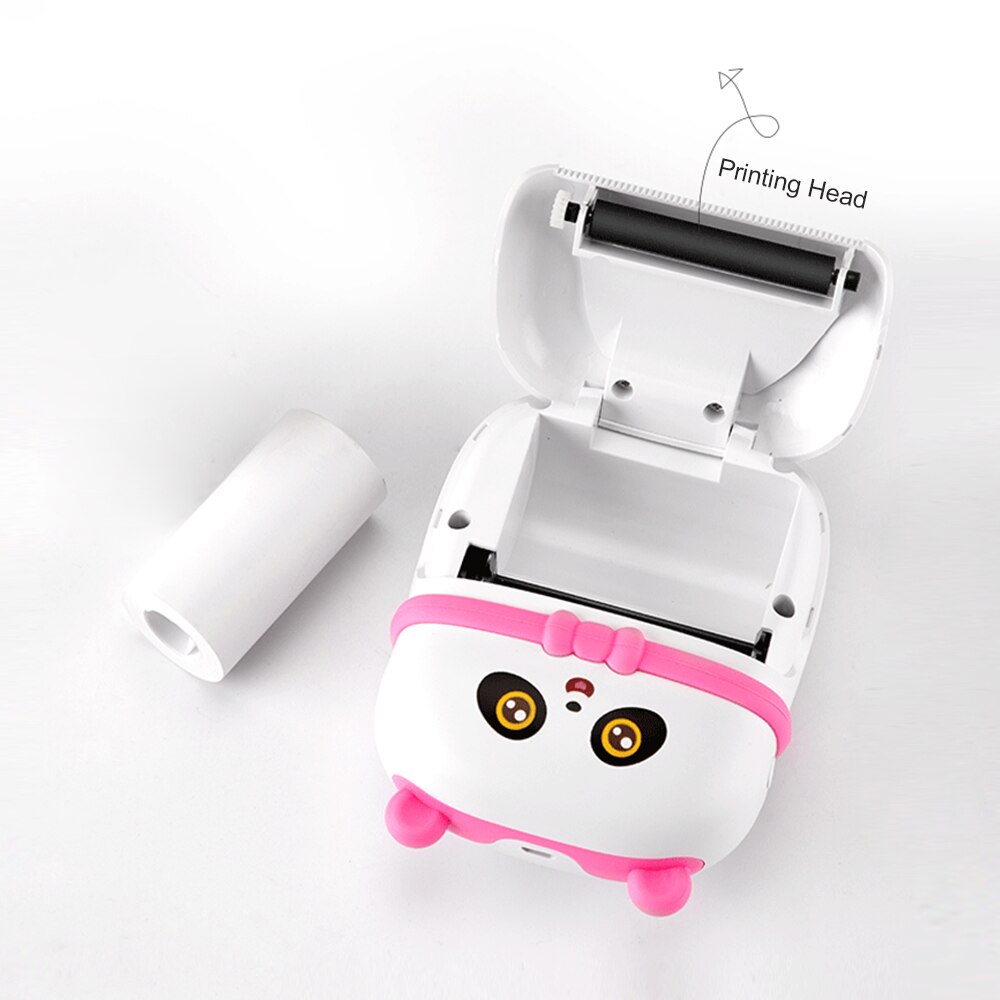 Kids Mini Pocket Printer Portable Thermal Printer BT Cute Appearance Printer w/ Printing Paper for Note Photo Document Printing