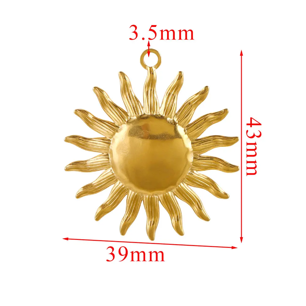 5 uds conectores de dijes de acero inoxidable corazón grande sol chapado en oro DIY collar pendientes joyería de materiales para hacer al por mayor: Azul cielo
