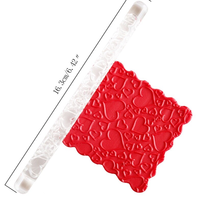 Transparant Embossing Acryl Rolling Pin Geweven Embossing Fondant Taart Decoratie Roller Pastry Bakken Tools 16x1 cm: 4