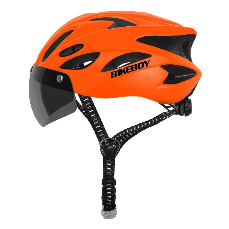 Bikeboy Fietsen Helm Met Bril Ultralight Mtb Fietshelm Mannen Vrouwen Mountain Road Casco Sport Specialiced Fietshelmen: orange 1 lens