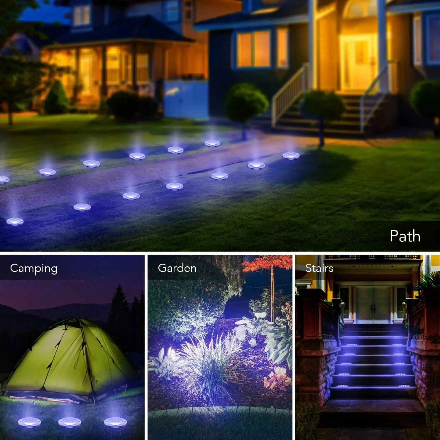 4Pack Solar Tuinverlichting 12/16/20LED Solar Grond Lichten Waterdichte Licht Ondergrondse Sensing Landschap Verlichting Voor gazon Pathway