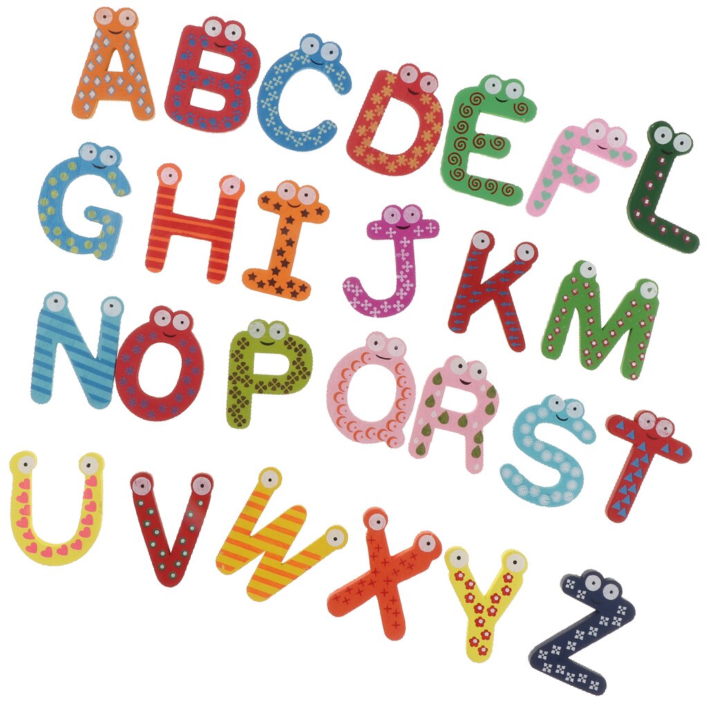 Kids Fridge Magnets Magnetic Letters Wooden Alphabet English
