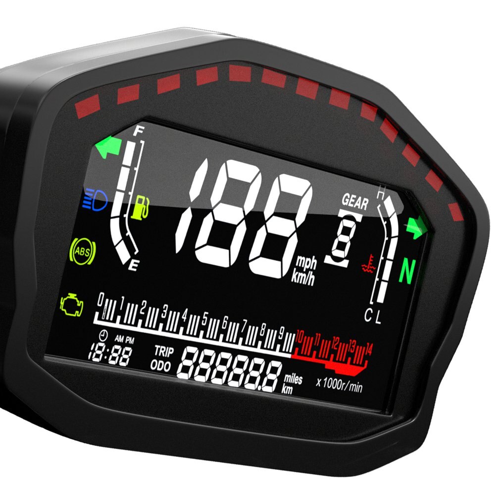 Motorfiets Lcd-kleurenscherm Kilometerteller Toerenteller Retrofit Lcd Digitale Meter Speed Watertemperatuur Brandstof Gauge