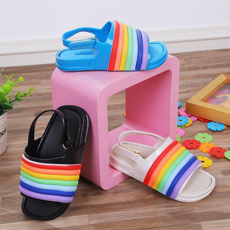 Excargo Regenboog Kleur Zomer Schoenen Kinderen Plastic Sandalen Jelly Schoenen Meisje Mode Sandalen Platte Pvc Sandalen Voor Kind