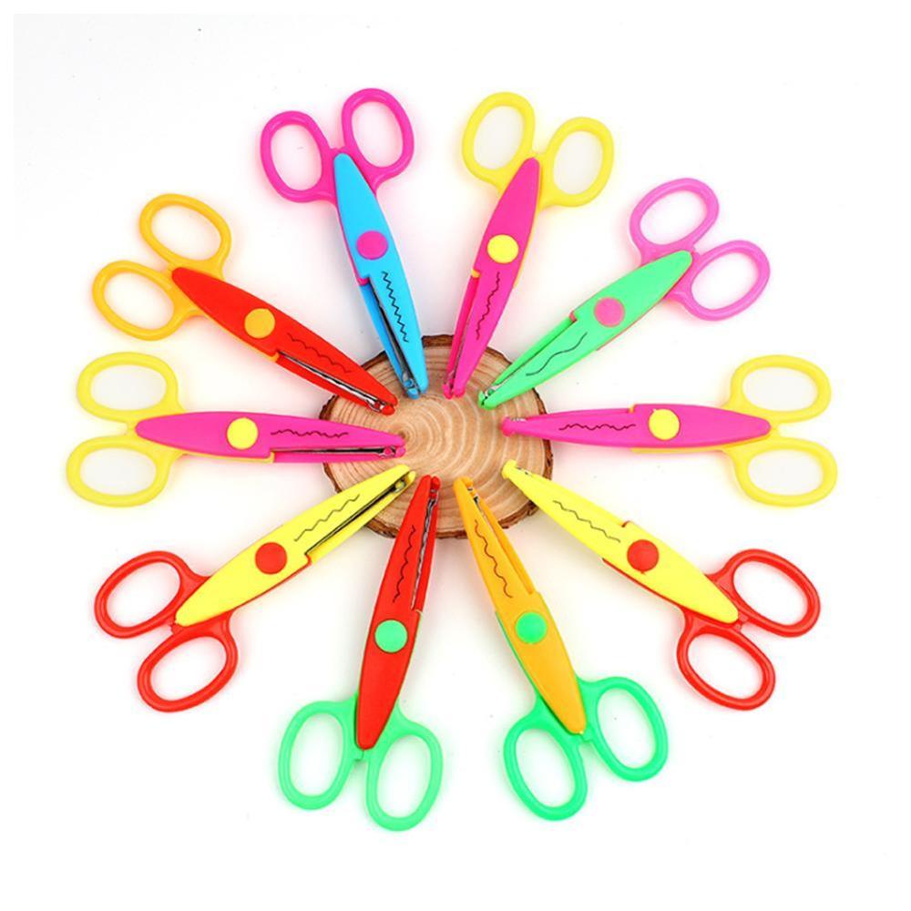 1 pcs Handmade Children DIY 6 Patterns Album Lace Scissors Lace Photo Cartoons Card Scissors Scissors Pattern X5G5