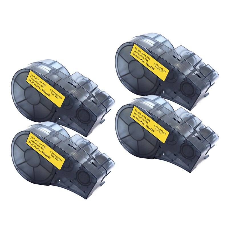 for M21-250-595 6.35mm Width Label Tape Black On White Compatible for BMP21 Plus ID Pal and LABPAL Label Printers: 5PCS yellow