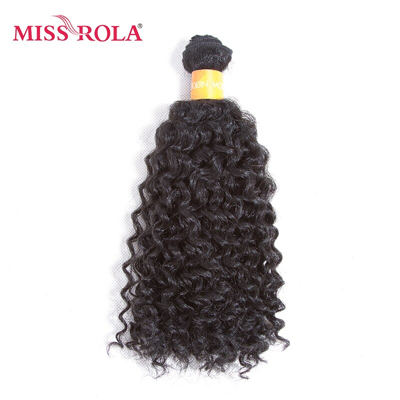 Miss Rola, extensiones de cabello sintético rizado 1B n. ° 9,5 "pulgadas, 6 unidades por paquete, mechones ondulados Kanekalon, ofertas, máquina cosida, doble trama