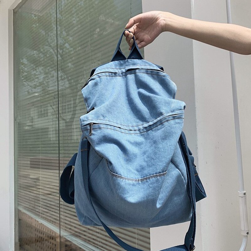 Mochila vaquera de para hombre y mujer, bolso escolar de Color puro salvaje para estudiante