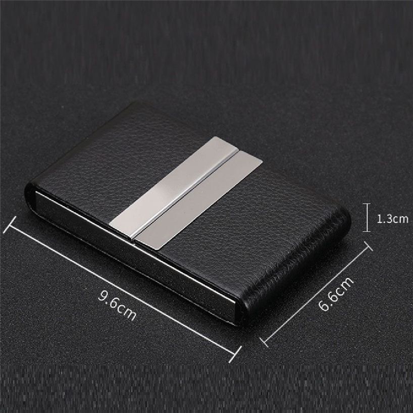 Funda abatible de Metal de cuero PU aeliciy funda de tarjeta de crédito de doble apertura caja de paquete mujeres hombres tarjeta de visita ID titular de la tarjeta Case0