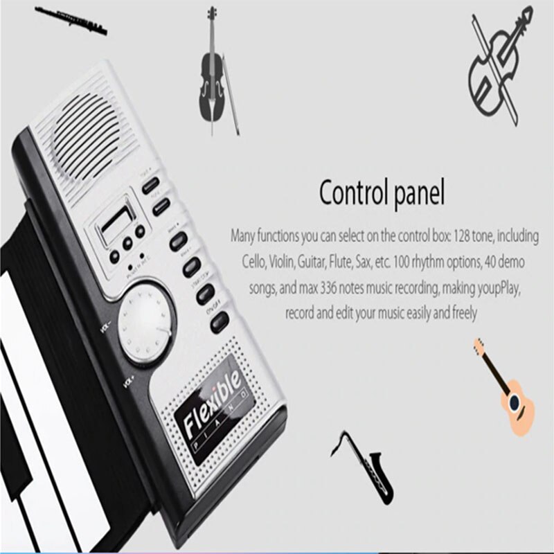 Elektronische piano 61 toetsen toetsenbord draagbare siliconen oprolbare piano sustain usb-poort luidspreker opvouwbaar zacht toetsenbord piano