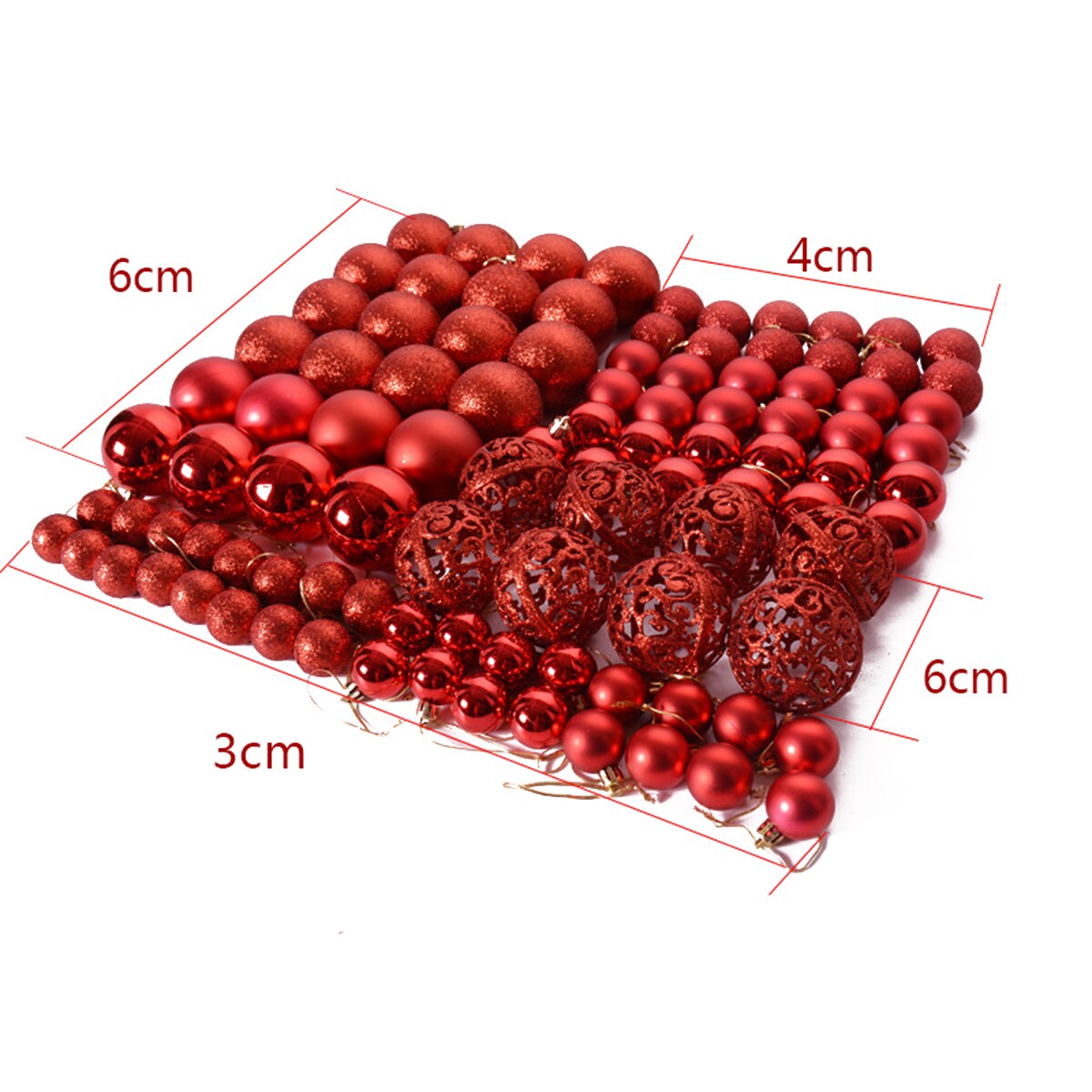 100pcs 3-6cm Christmas Tree Decorations Balls Bauble Xmas Party Hanging Ball Ornaments Christmas Decorations for Year