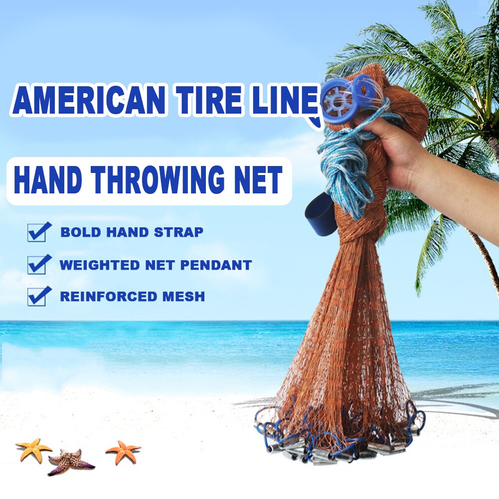 Cast Net Fish Catcher Network Outdoor Hand Throw Automatic Fishing Nets Mesh for Outdoor Fishing Portable Accessories