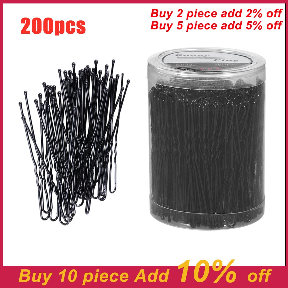 200Pcs Bobby Pins U Shape Black Hairpins No Slip Grip Thin Bobby Pins Women Hair Clips
