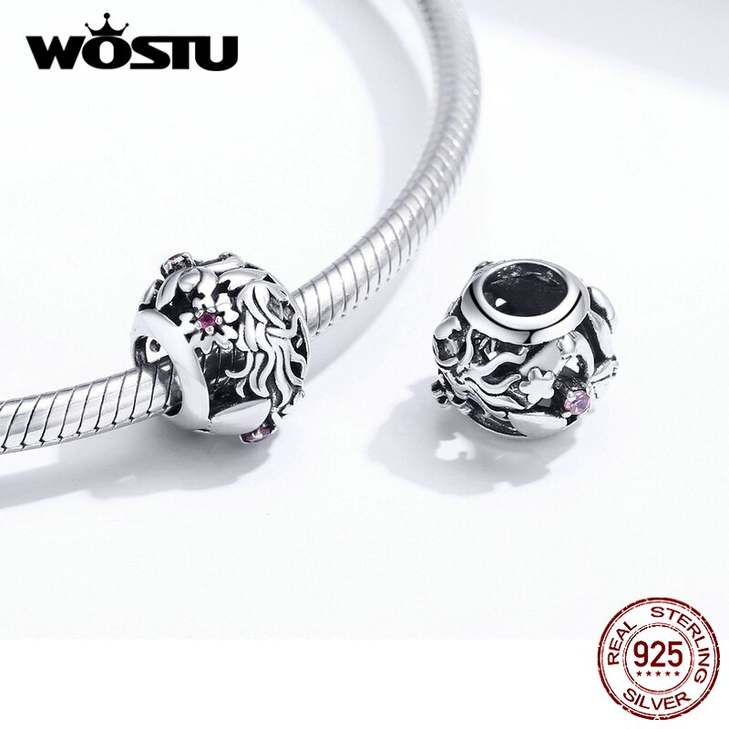WOSTU 925 sterlina d'argento Amore Branelli di Fascino Pendenti E Ciondoli Argento 925 originale Monili Che Fanno per il Braccialetto Regalo di Anniversario di Matrimonio