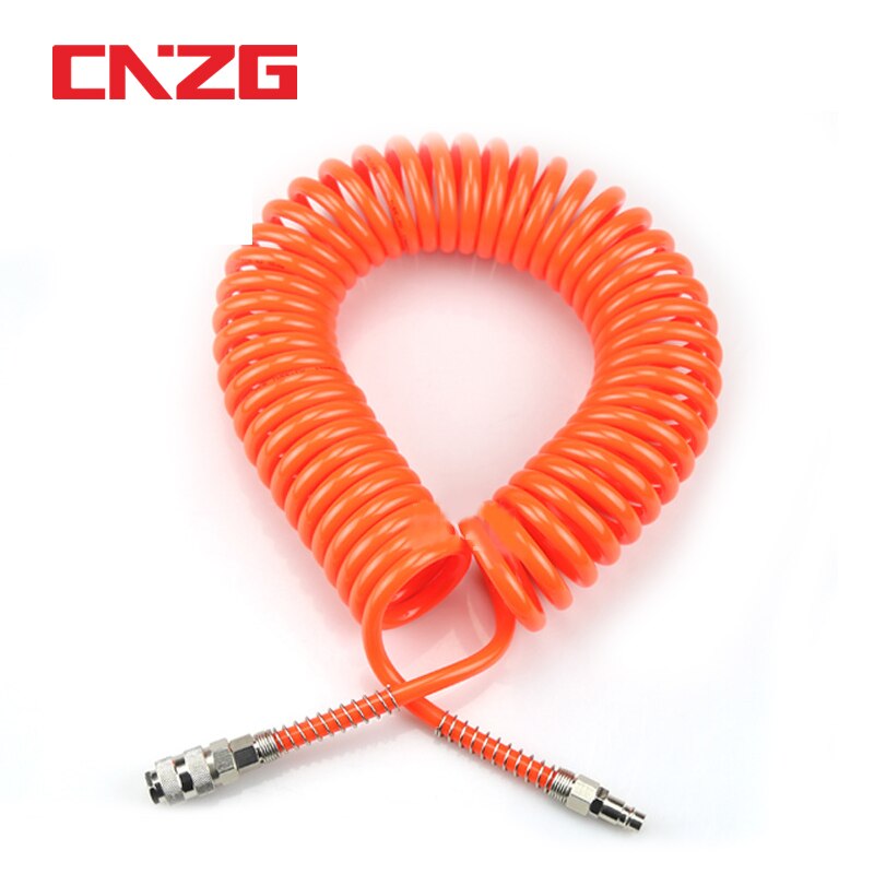 PU 8mm x 5mm Polyurethane Air Compressor Hose Tube With EU Fitting Flexible Tool Connector Spring Spiral Pipe 8*5
