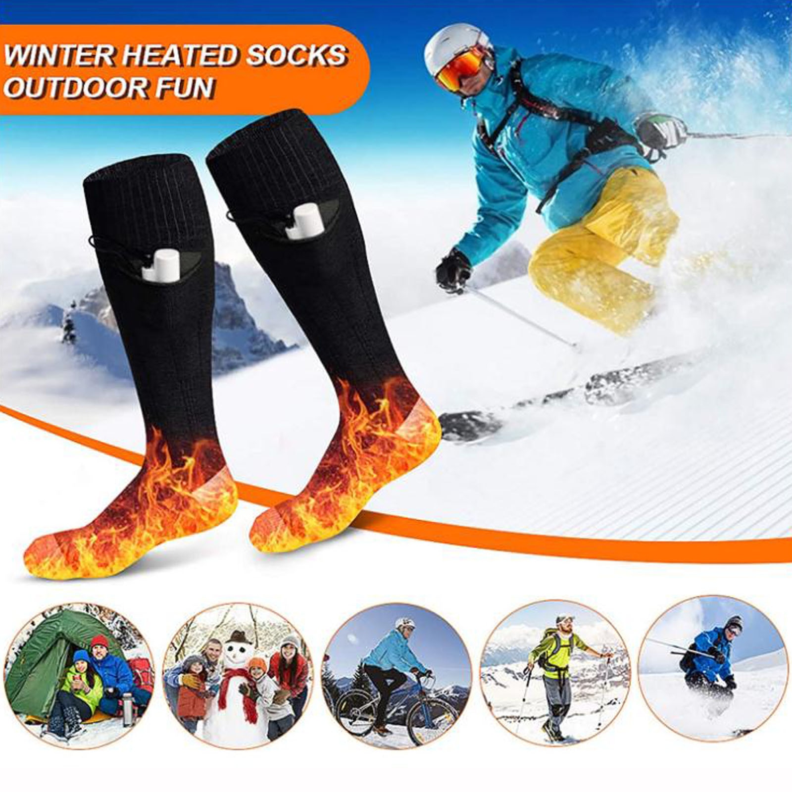 Winter Elektrische Verwarming Sokken Voor Mannen En Vrouwen Motorrijden Schoenen Sneeuw Dag Outdoor Wandelen Reizen Verwarming Sokken # C