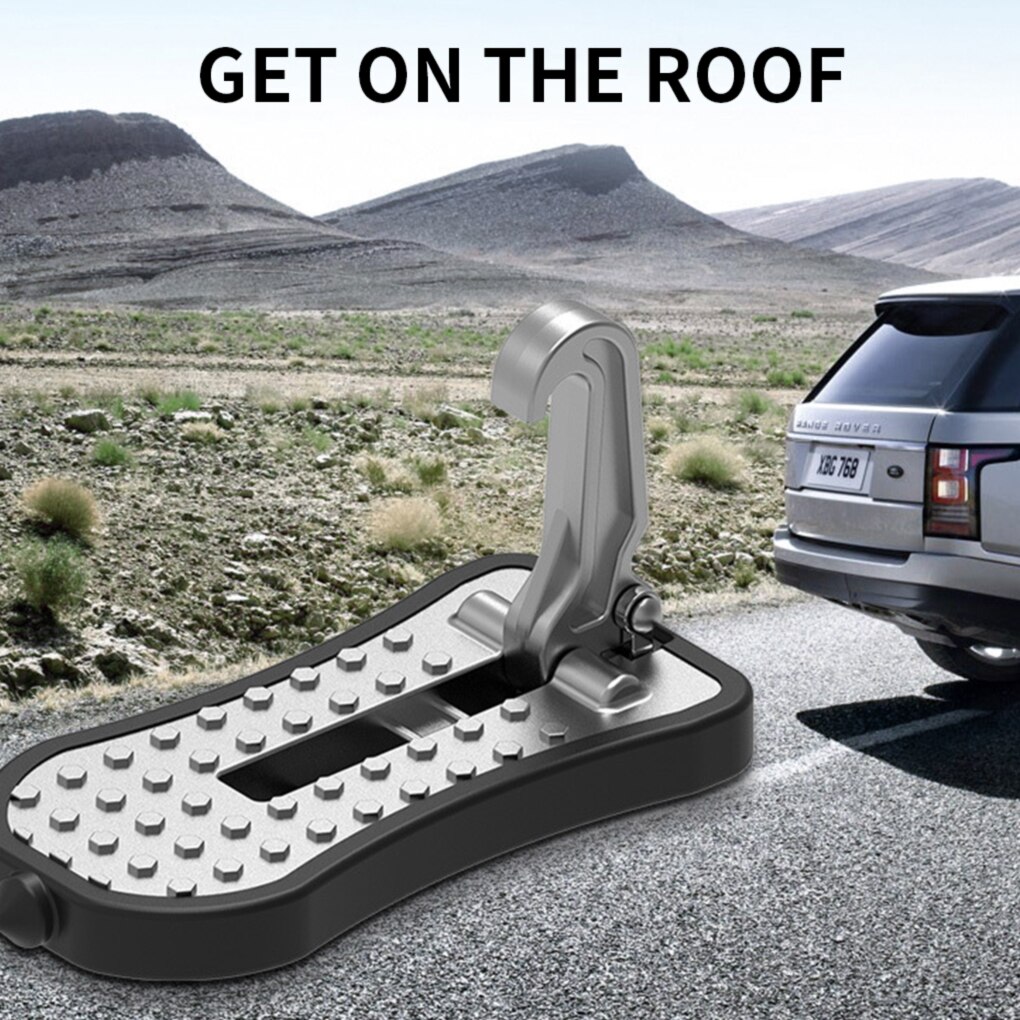 Universal Foldable Car Door Step Pedal Universal Auto Rooftop Luggage Ladder Hooked Foot Pegs Doorstep Safety Hammer