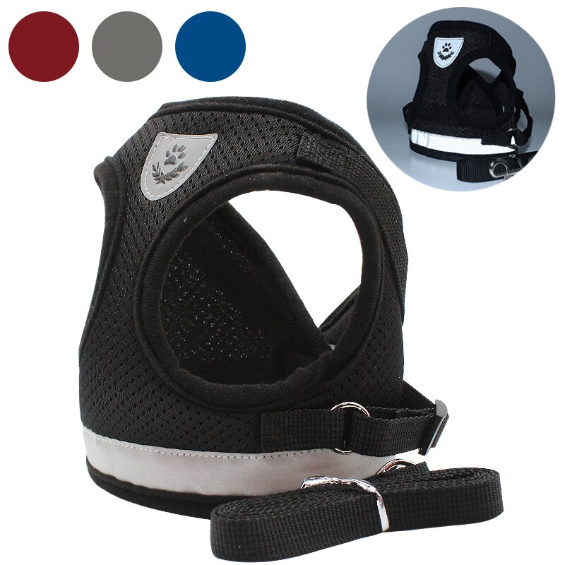 Pet Dog Reflective Harness Leash Escape Proof Pet Clothes Kitten Puppy Dogs Vest Adjustable Easy Control Reflective Cat Harness