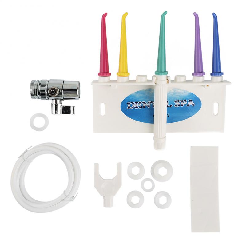 Dental flosser irrigador oral água spa jet conjuntos de limpeza dente tipo torneira pvc tubos 3 escovas de dentes clarear teth higiene família: 02